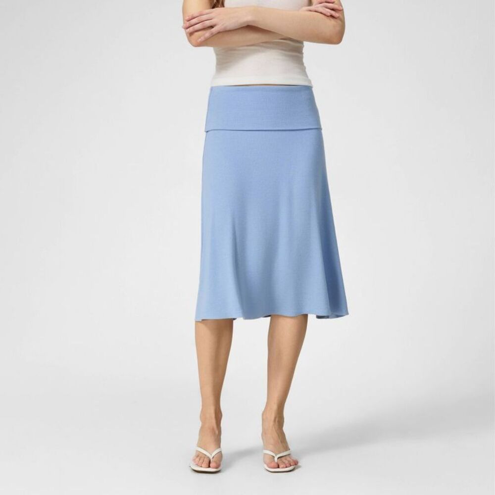 Women's Foldover Waist Ribbed Skirt - A New Day Sky Blue XS